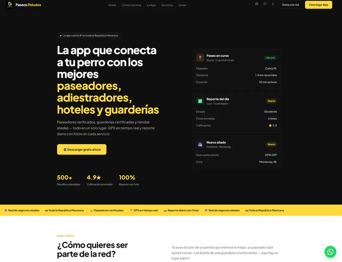 Proyecto Paseos Peludos desarrollado por BOT CREATORS